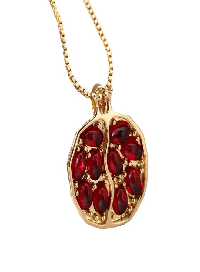 sunglnl Pomegranate Necklace For Women, Gold Fruit Pendant Persephone Necklaces Red Pomegranates Charm Metallic Style Jewelry Gift (pomegranate) - Image 1